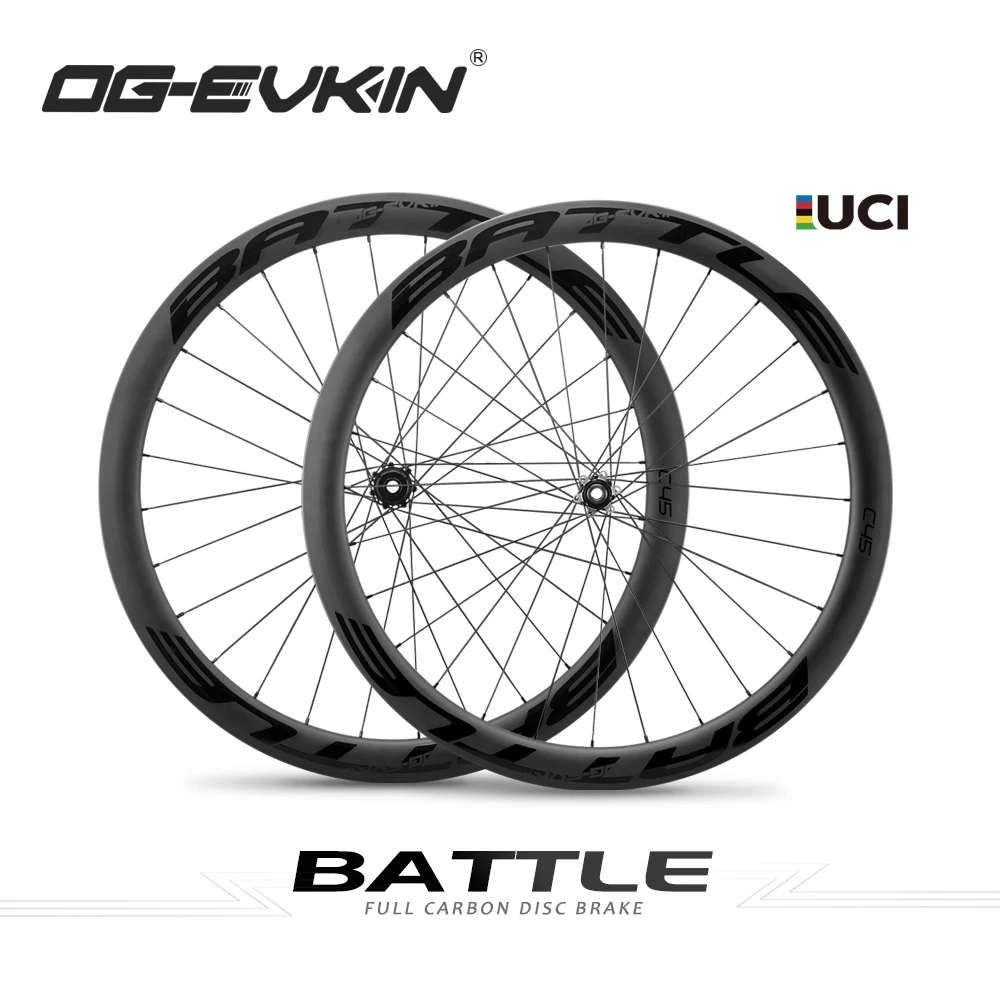 OG-EVKIN RW-001-D Carbon Wheels Disc Brake Clincher/Tubeless 45mm Depth 6-bolt/Center-Lock Wheel For Road Bike 700c Wheelset