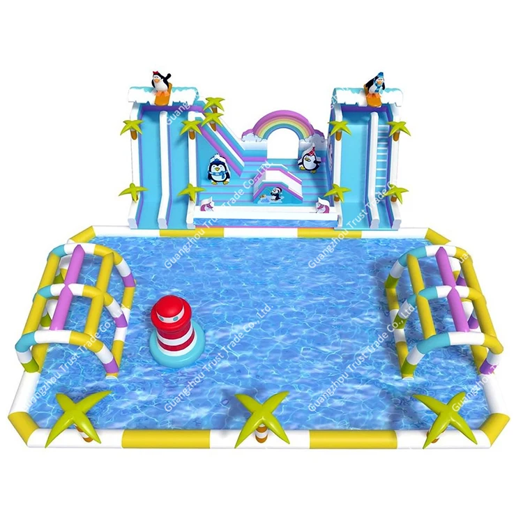 Summer Commercial Castle with Pool and Slide Inflatable Sea Water Park