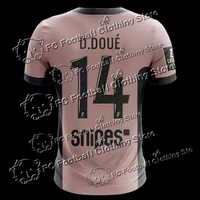 Paris Saint-Germain French Soccer Jersey D.Doue Shirt #14 Breathable Sweat-Wicking Sports Short Sleeve Pink Tops