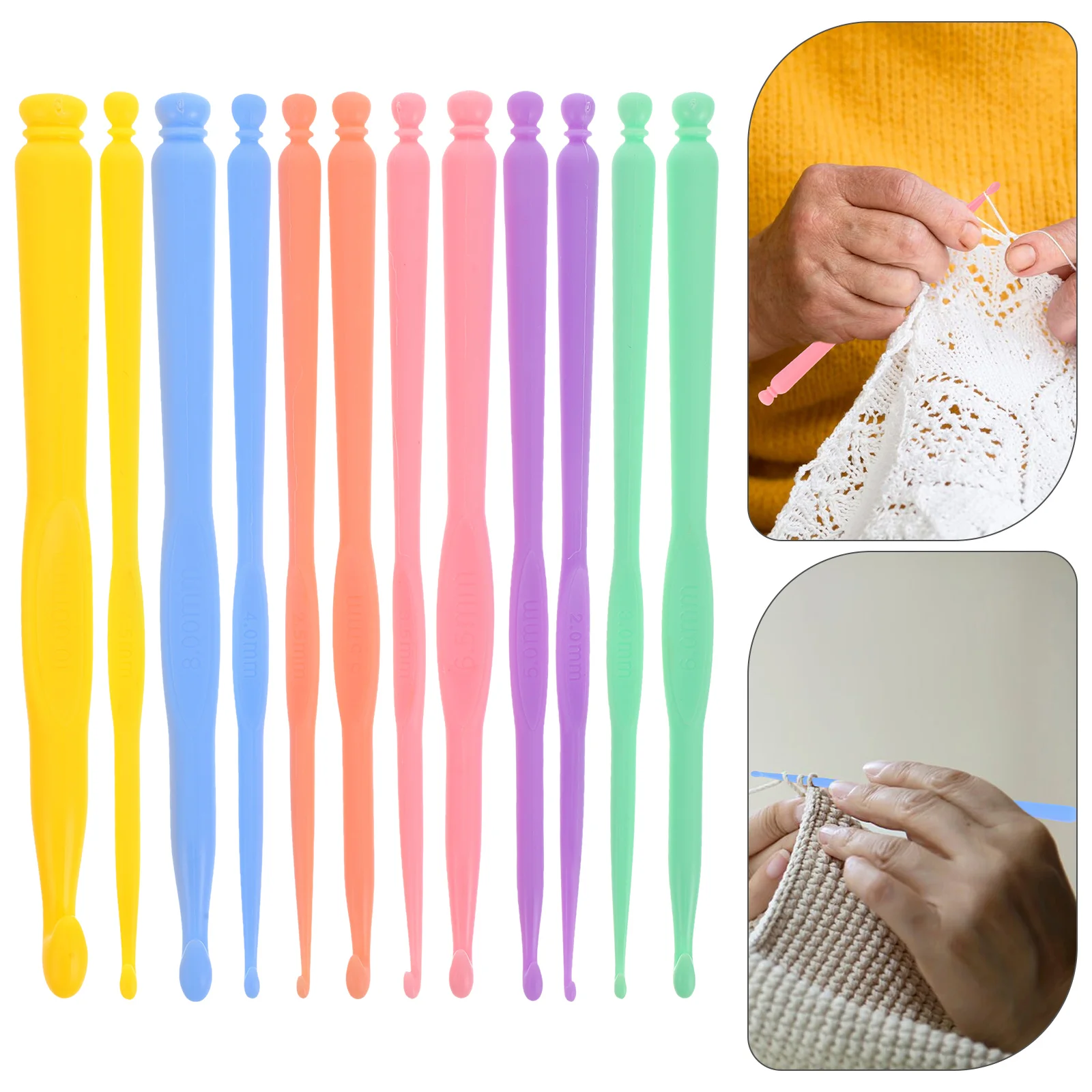 12pcs Plastic Crochet Needles Colorful ABS Crochet Hooks DIY Craft Yarn Weaving Tools Large Crochet Hook for Yarn Weaving