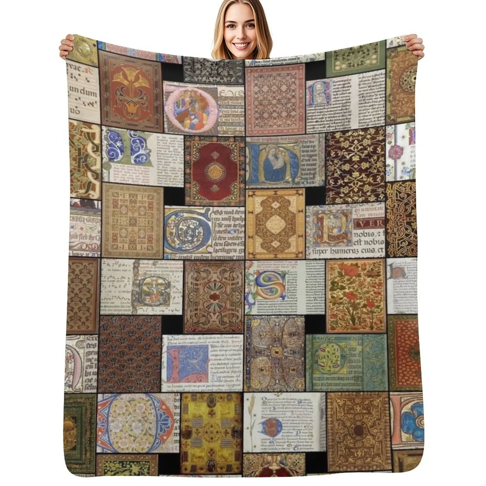 

Illuminated Manuscript Throw Blanket wednesday cosplay anime Luxury Designer Quilt Blankets