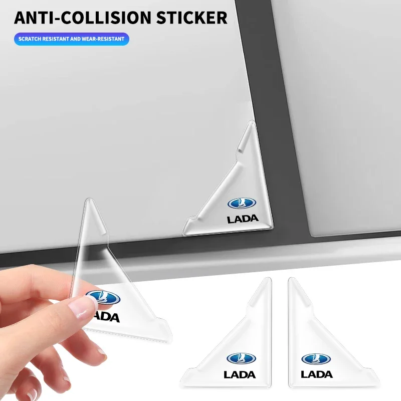 

2pcs Transparent Car Door Angle Anti-collision Stickers For Lada Niva 4X4 2121 Juguete 1/24 2110 Shirt 1600 Granta Kalina
