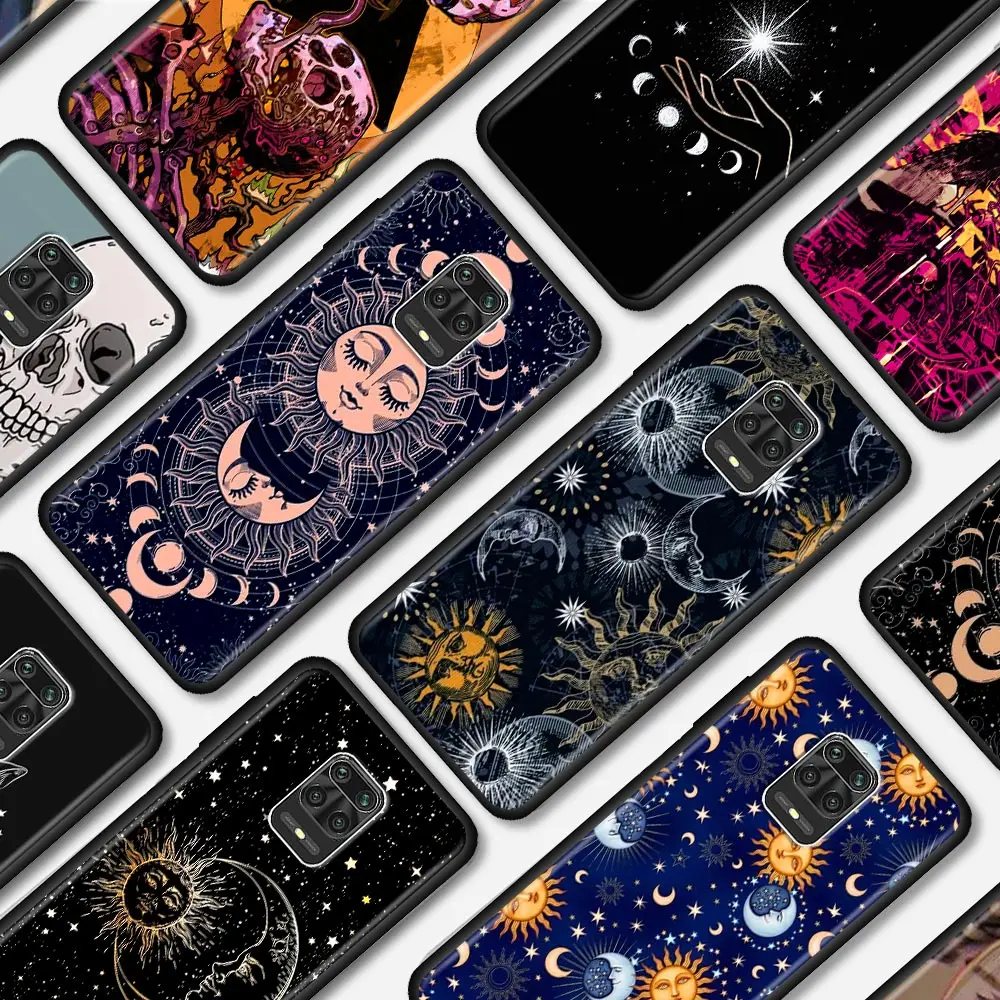 Retro Witches Silicone Redmi 9 Case For Xiaomi Redmi 9 9A 9C 8 6 6A 7 7A 8A 10 K40 K50 Pro Cases Soft Cover Sun Moon Tarot Totem