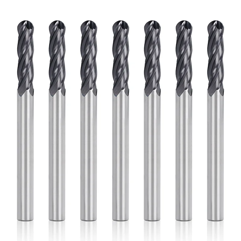 1 pz 4 flauti Ball Nose End Mill HRC55 frese CNC in metallo duro solido gambo da 1/4 pollici con fresa a spirale lunga 3 pollici