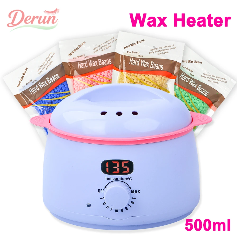 

500ml Wax Machine Kit for Hair Removal Waxing Heater and Beans with Digital Display Screen Depilatory Wax-melting Pot