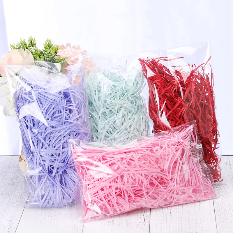 100g Colorful Shredded Crinkle Lafite Paper Raffia Filler DIY Wedding Party Gift Box Candy Material Packaging Filler