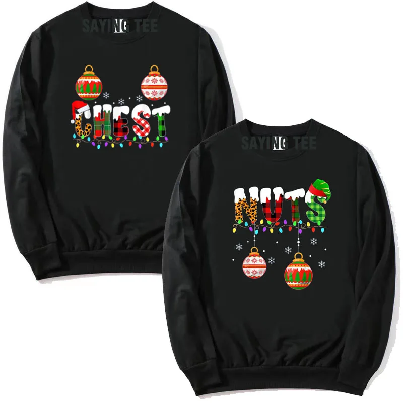 

Funny Chest Nuts Couples Christmas Chestnuts Family Matching Pullower Sweater Long Sleeve T-Shirt Xmas Sweatshirt His Her Gifts