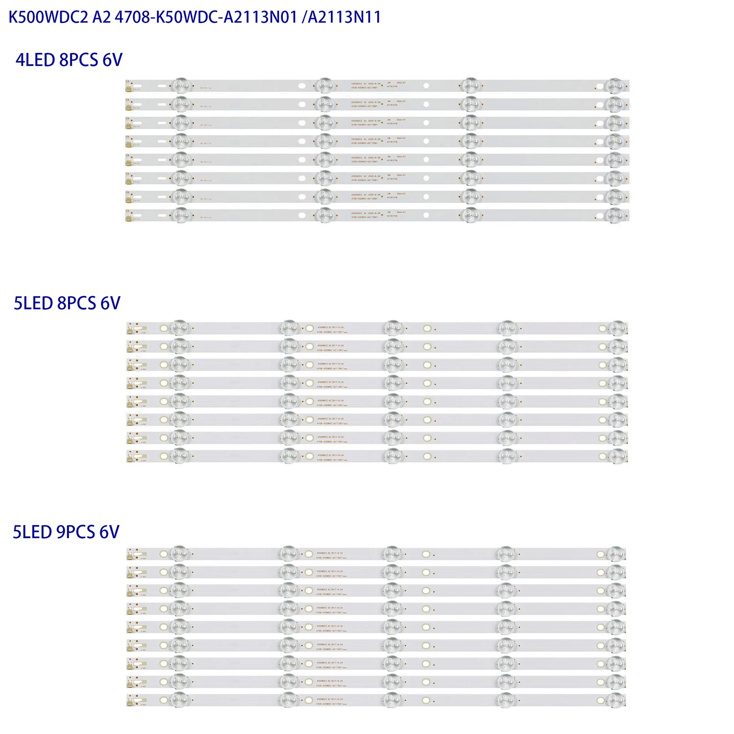 10set/80pcs 90pcs LED backlight strip For Polaroid P50FN117K P50FN0117K K500WDC2 K500WDC2178059 50PUT6023/60 50PFT4002 50PFS4012