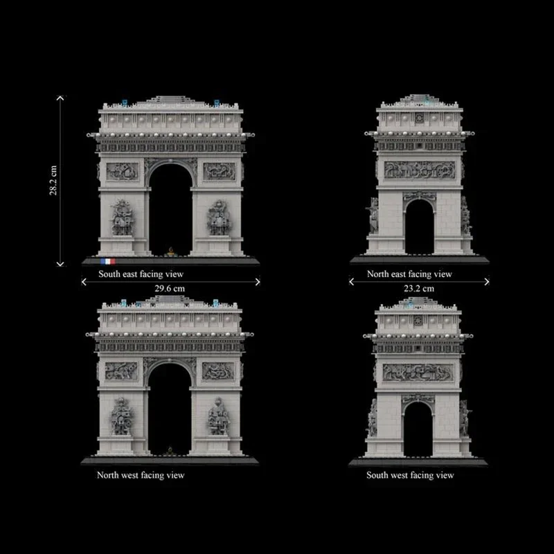 Moc-モジュラー道路ビューのビルディングブロック,有名なフランスの建築,arc de triompheモデル,技術ブロック,DIYアセンブリ,おもちゃ,ギフト