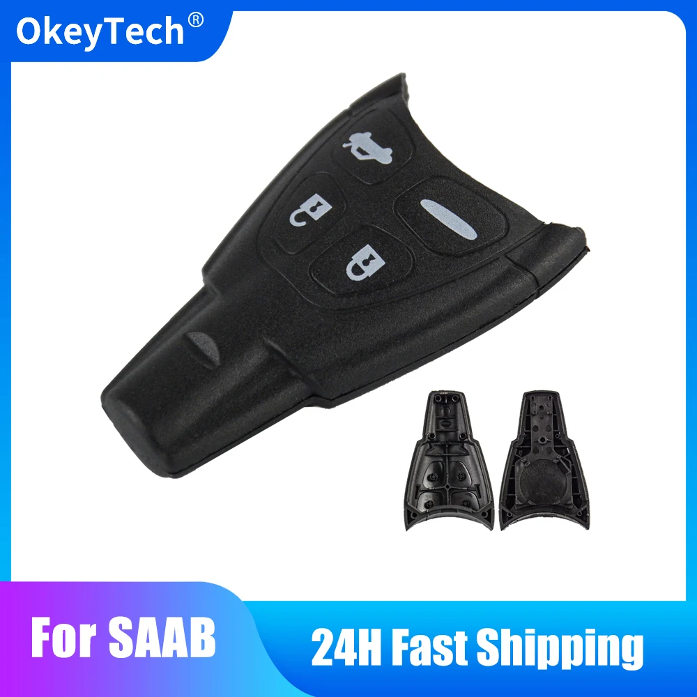 

OkeyTech Car Key Case Shell Fob 4 Buttons For SAAB 93 95 9-3 9-5 WF4 Smart Key Shell