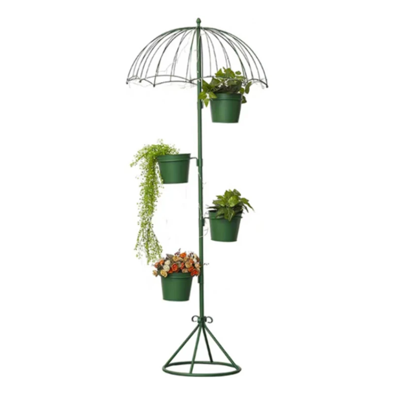 

Wholesale Umbrella Shape Wrought Iron Flower Pot Rack Plant Stand Holder For Garden Decoration