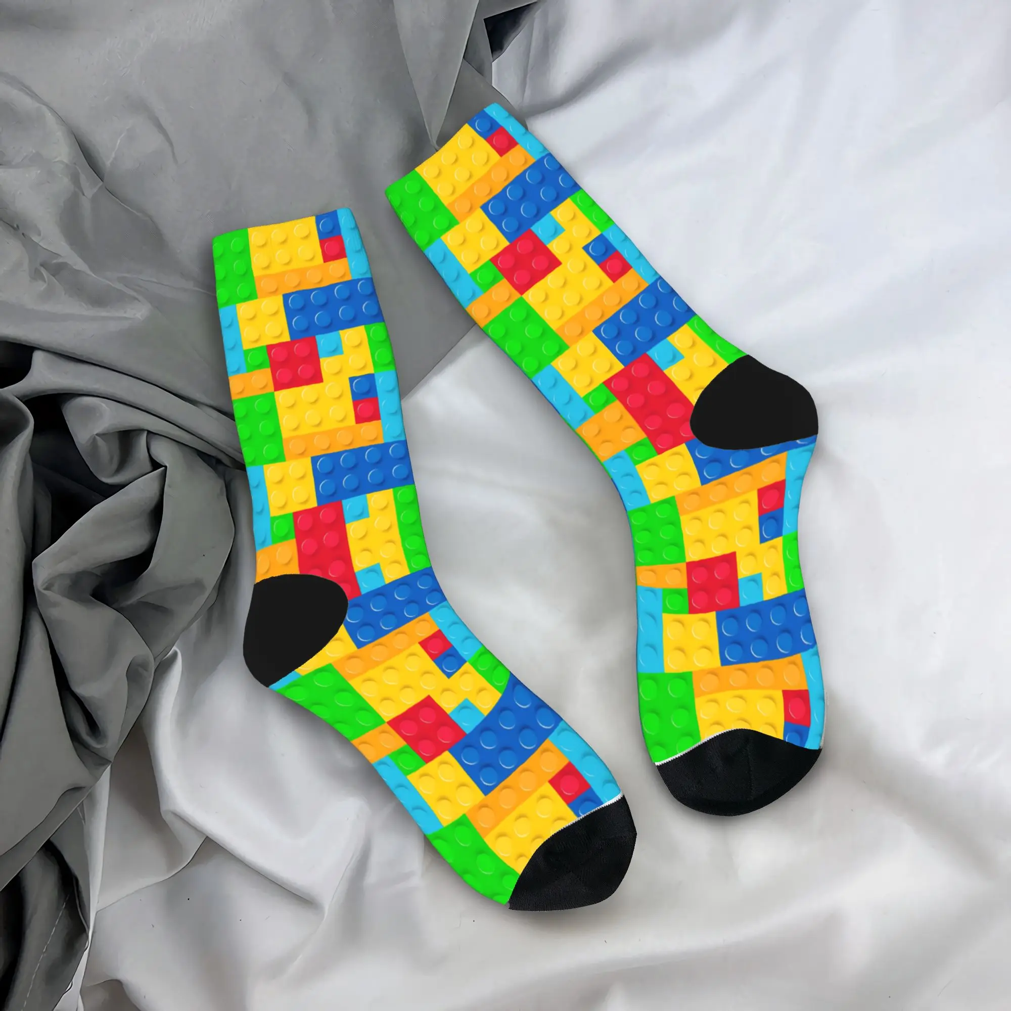

Couple Socks Classic Brick Colorful Print Stockings Anti Skid Soft Socks Autumn Korean Graphic Cycling Socks
