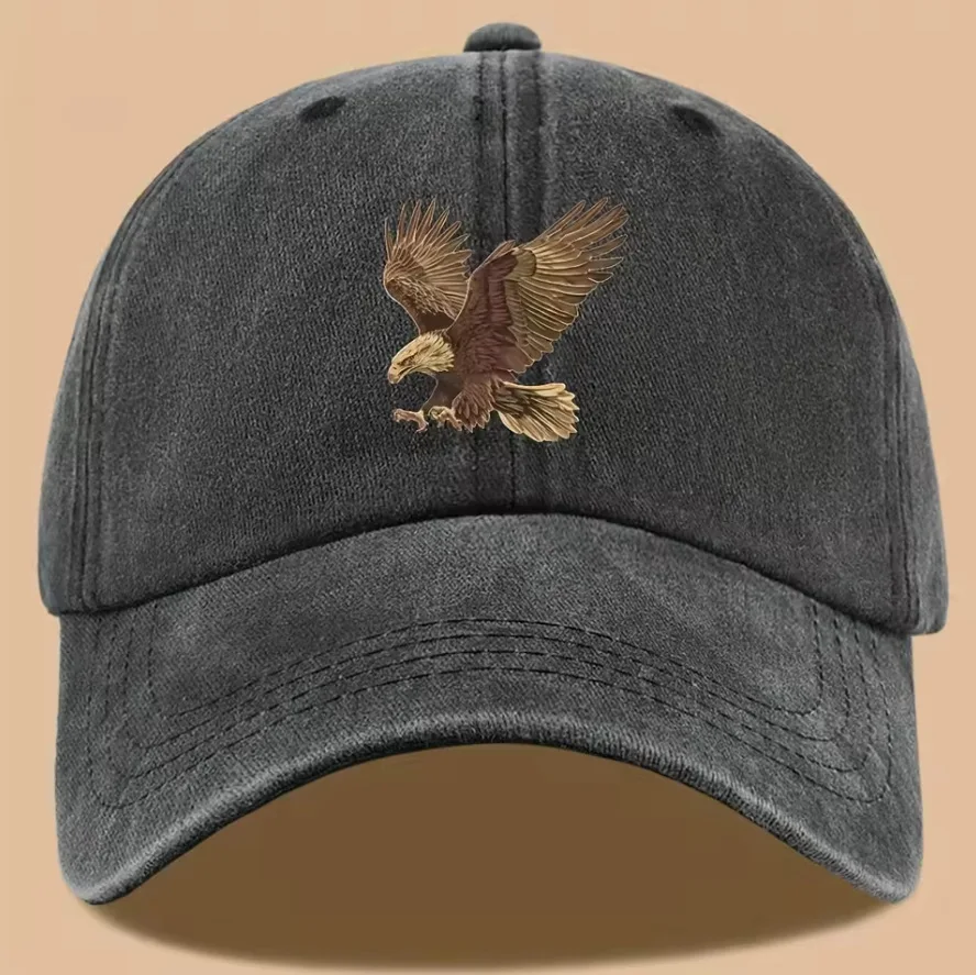 New Eagle print baseball cap, adjustable for both men and women, suitable for hiking, fishing, and vacation exploration