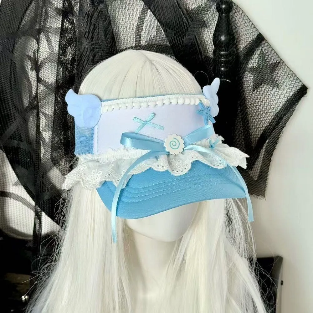Steampunkowa Dziewczyna Y2K Gotycka Lolita Japońskie Anielskie Skrzydła Akwarela Damska Harajuku Urocza Słodka Lolita Punkowa Czapka z Daszkiem Letnia