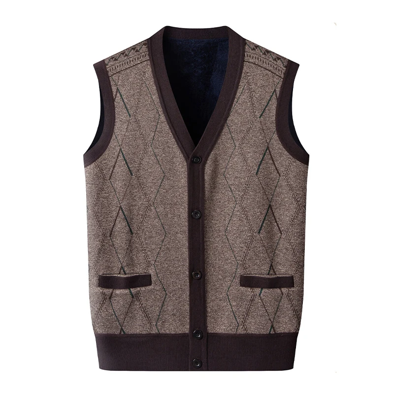 Men Clothes V-Neck Vest Sleeveless Sweater Cardigan Button Down Casual Knit Vests Contrast Mens Spring Autumn Clothes