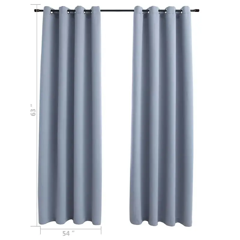 

Blackout Curtains with Rings 2 pcs Gray 54"x63" Fabric