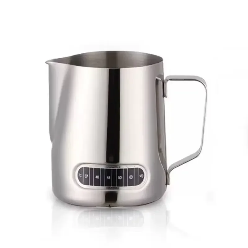 Hot Selling 304 Stainless Steel Latte Art Cup with Temperature Sticker and Inner Scale for Coffee and Tea Accessories Cross