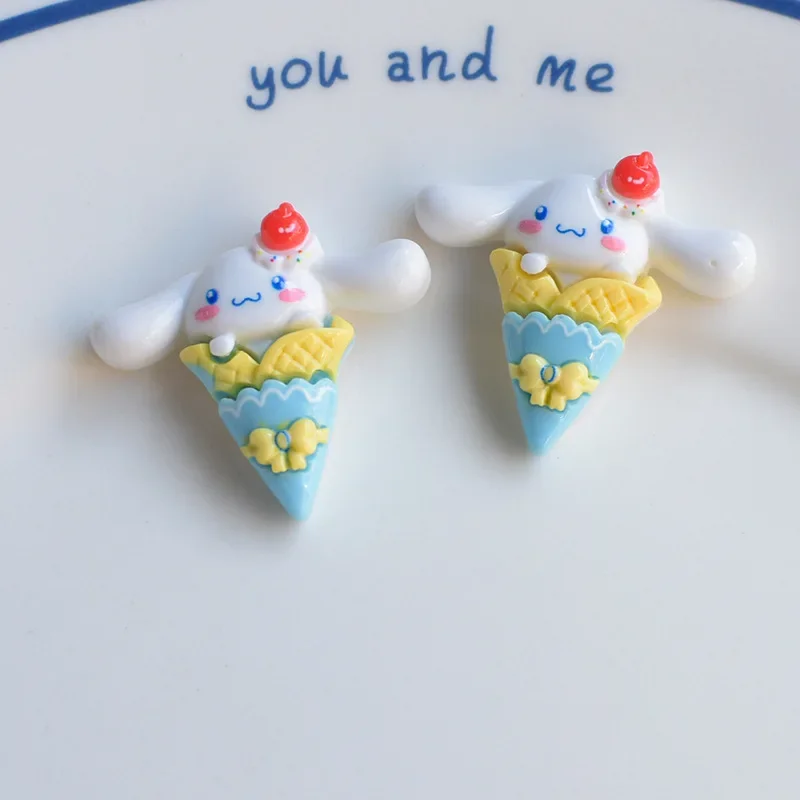 2/5pcs น่ารัก Sanrio Ice Cream การ์ตูนเรซิ่น flatback DIY Kawaii เรซิ่นอุปกรณ์เสริมหัตถกรรมวัสดุ scrapbooking embellishment