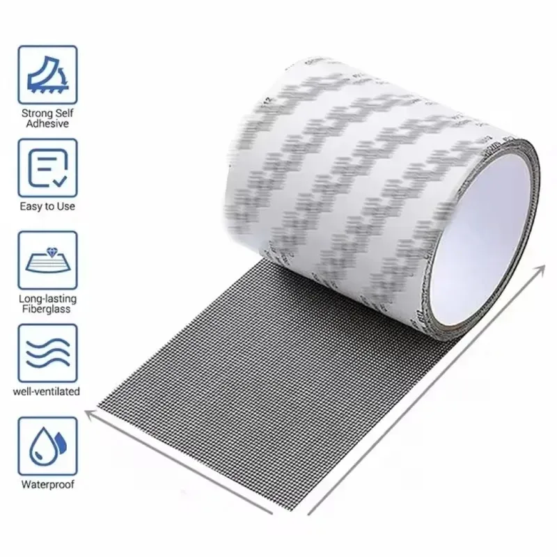 Window Screen Repair Tape Self-adhesive Mesh Door Fixed Patch Insect-proof Net Punch-Free Anti-mosquito Net Broken Hole Repair