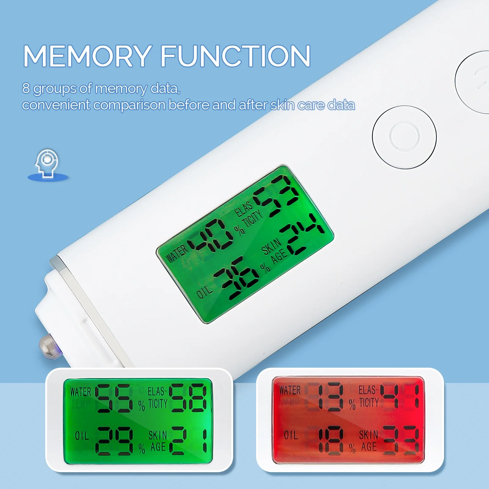 Skin Analyzer Smart Water Oil Tester LCD Display Facial Skin Moisture Meter Fluorescent Agents Detector