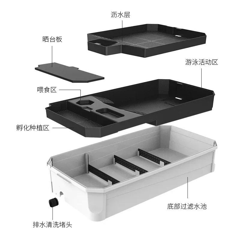 Turtle tank with sundeck, large landscaping, ecological water and land tank, villa breeding box, household dedicated turtle box