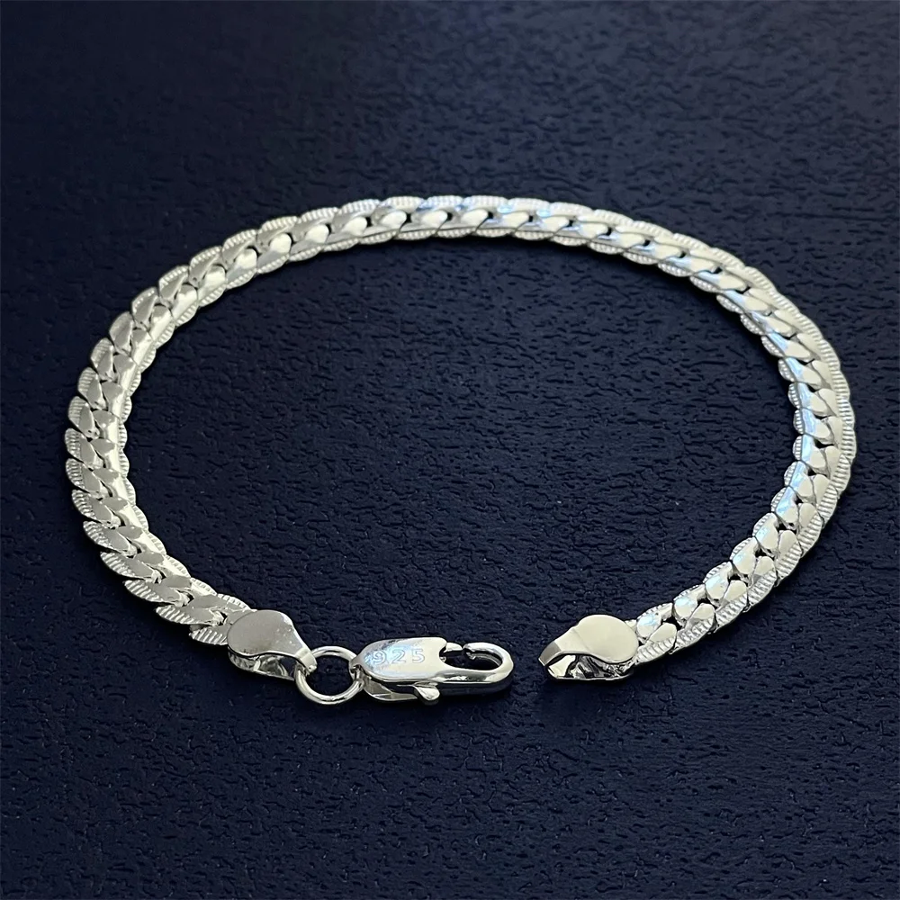 Brand new high quality 925 sterling silver 5mm women men chain men cuban bracelet fashion silver jewelry