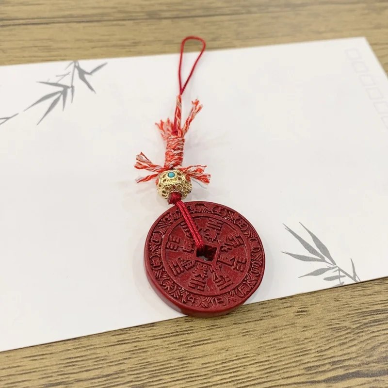 Purple Gold Sand Cinnabar Taoist Ornament Mountain Ghost Flower Pendant Necklace Inlaid Low Content