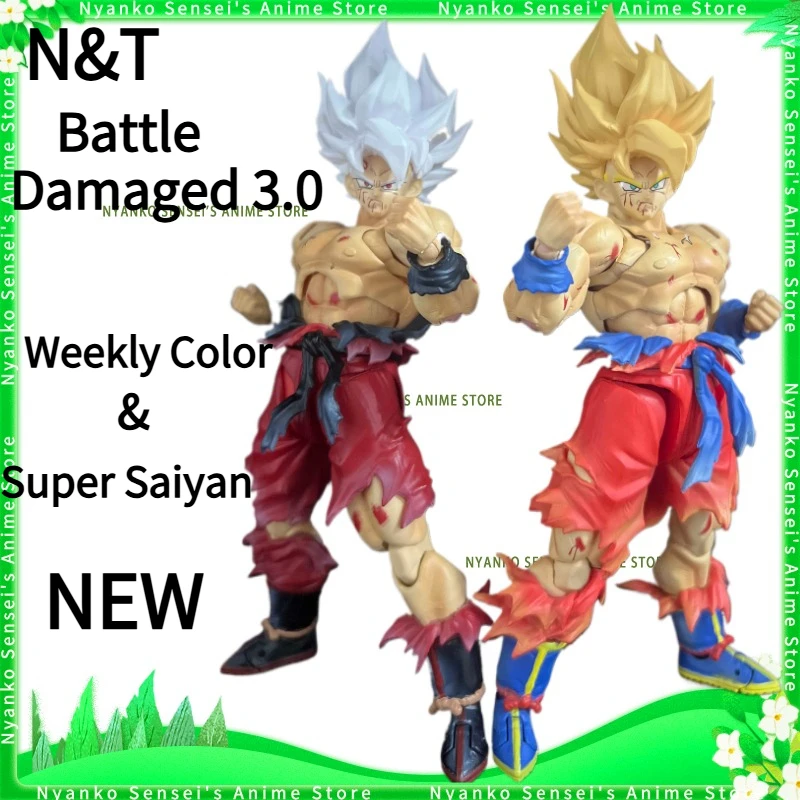

N&T Dragon Ball SHF Super Saiyan Weekly Color Goku Battle Damaged 3.0 Action Figure Anime Models Toy Doll Gift Collectible
