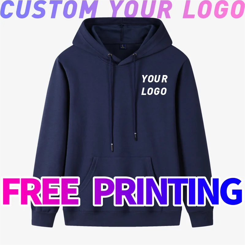 Custom sweatshirt free print logo photo hoodie 100% cotton autumn winter work clothes men women team Long sleeves clothe