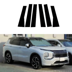 Car Door Side Pillar Posts Gloss Black Window Decor BC Column Sticker Trim Cover Sticker Fit For Mitsubishi Outlander 2022 2023