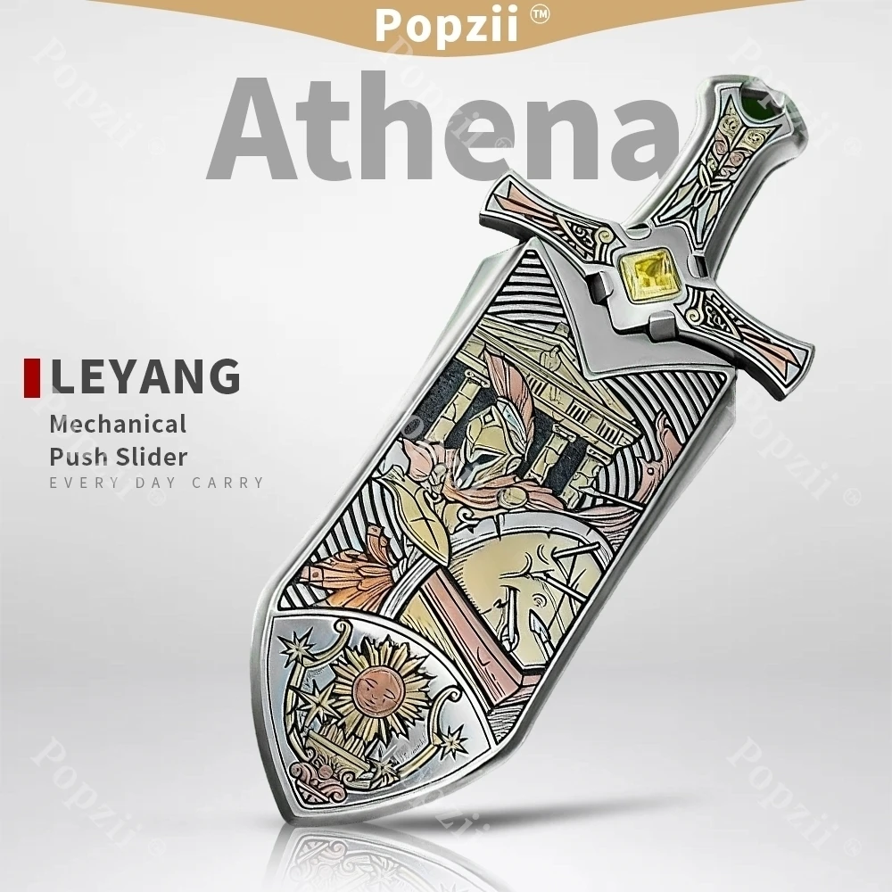LEYANG Athena épée EDC blanc cuivre mécanique Push curseur adultes soulagement du Stress jouet Table ornement Cool Gadget anxiété jouets