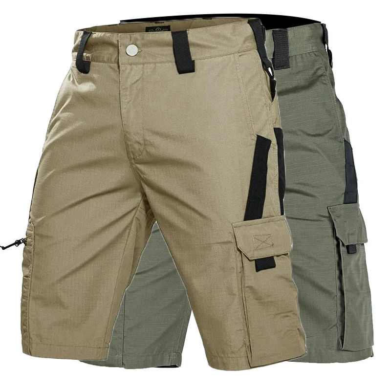 New Summer Tactical Shorts Mens Multi-pocket Outdoor Workwear Casual Shorts Waterproof Wear-Resistant 2pc Shorts Work Pants Male