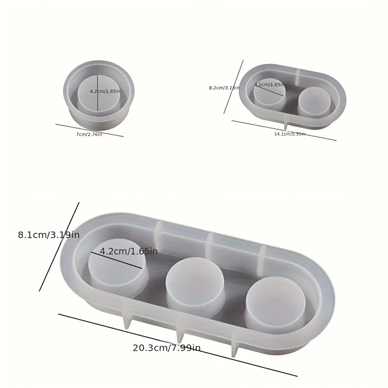 1/2/3 Hole DIY Crystal Epoxy Plastic Resin Mold Porous Round Aromatherapy Gypsum Candle Holder Ornament Silicone Mold view 6
