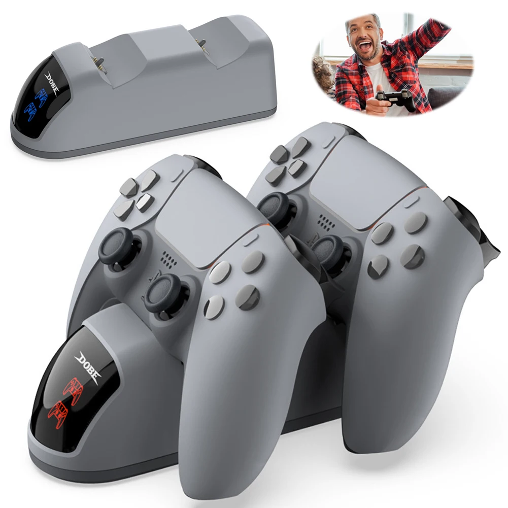 ledインジケーター付きデュアル高速充電器、プレイステーション5コントローラー用充電ステーション充電クレードルドック
