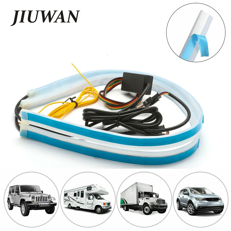 Universal Colorful Car Headlight Remote Tube Guide Side Light Kit Flexible Soft Daytime Running Lamp Decor LED Turn Signal Strip