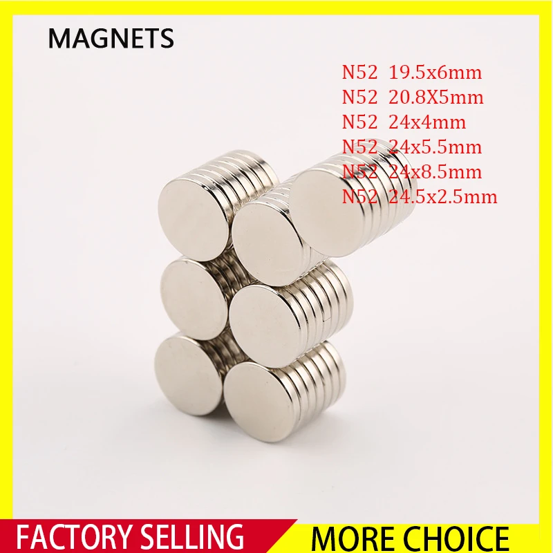 

5/10/20PCS N52 Round Mangets 19.5x6mm 20.8X5mm 24x4mm 24x5.5mm 24x8.5mm 24.5x2.5mm Super Strong Magnetic Disc