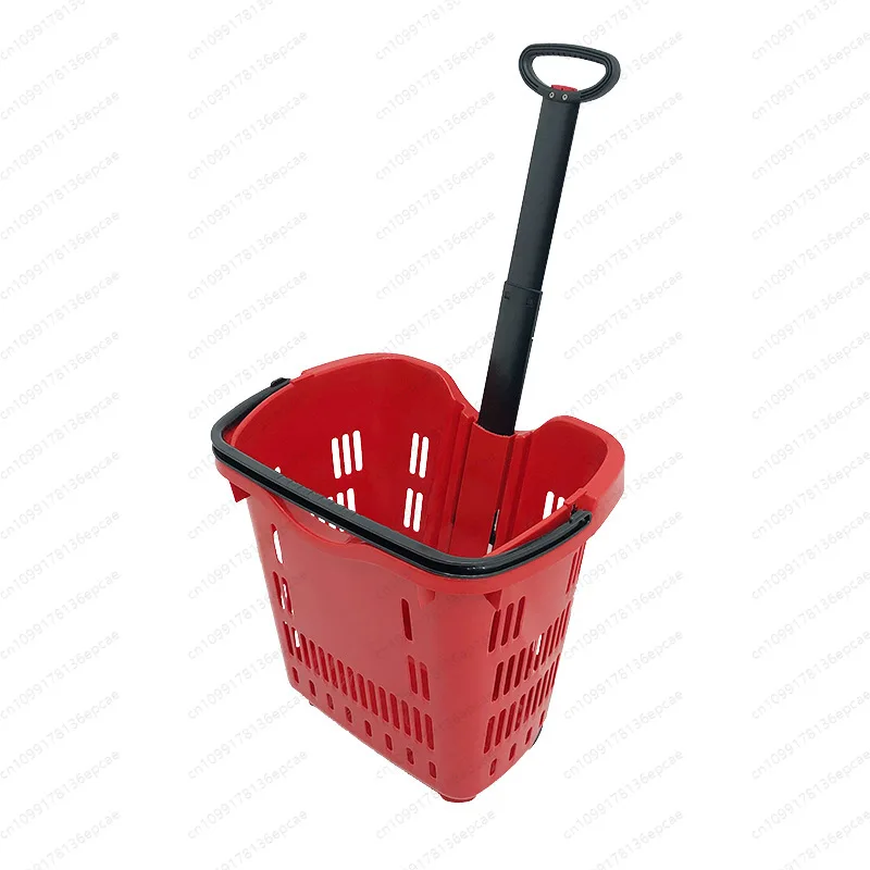 Supermarket shopping cart plastic basket, shopping cart frame with wheel tie rod