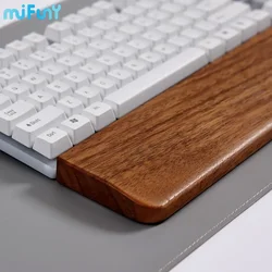 MiFuny Walnut Wood Wrist Rest with Mat Keyboard Wrist Support 60% Ergonomic Gaming Desk Palm Rest for 60/68/87/98/104 Keys Gifts