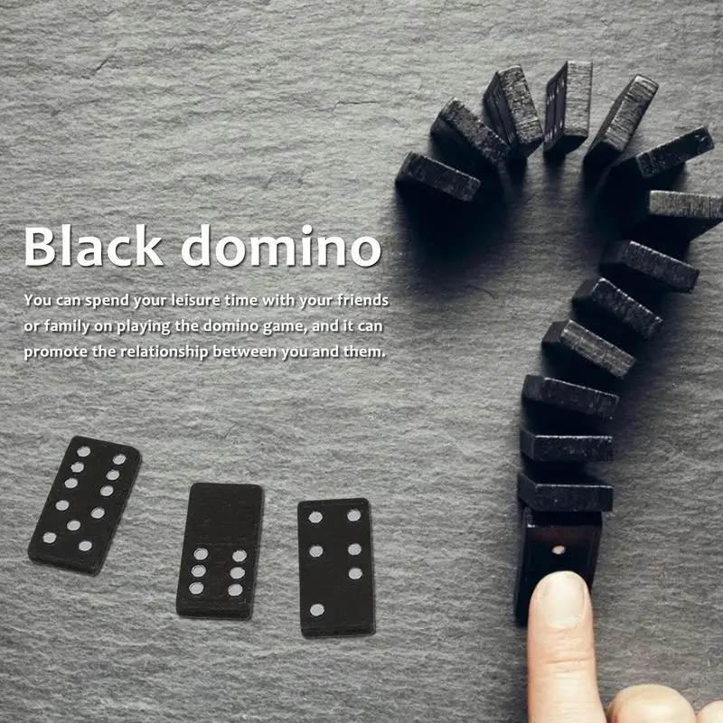 28 Pcs/Set Wooden Domino Board Games Travel Funny Table Game Domino Toys Kid Children Educational Toys with Carry Case