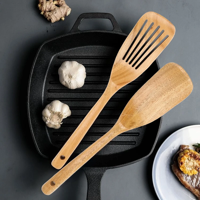 أواني الطبخ أواني المطبخ الخشبية أواني الطبخ، 2 قطعة ملاعق خشبية وملعقة للطهي، أنيق،