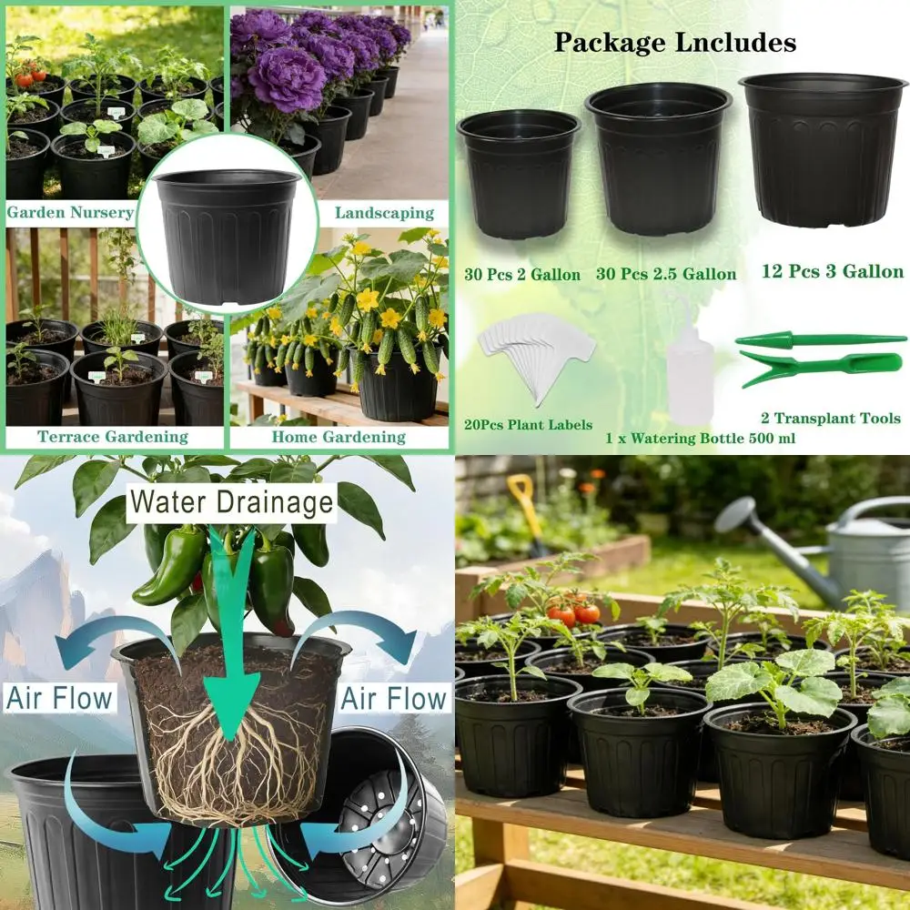 

72-Count Flexible Plastic Plant Pots, Durable Seedling Containers for Indoor & Outdoor Plants, Vegetables, Succulents, and Cutti