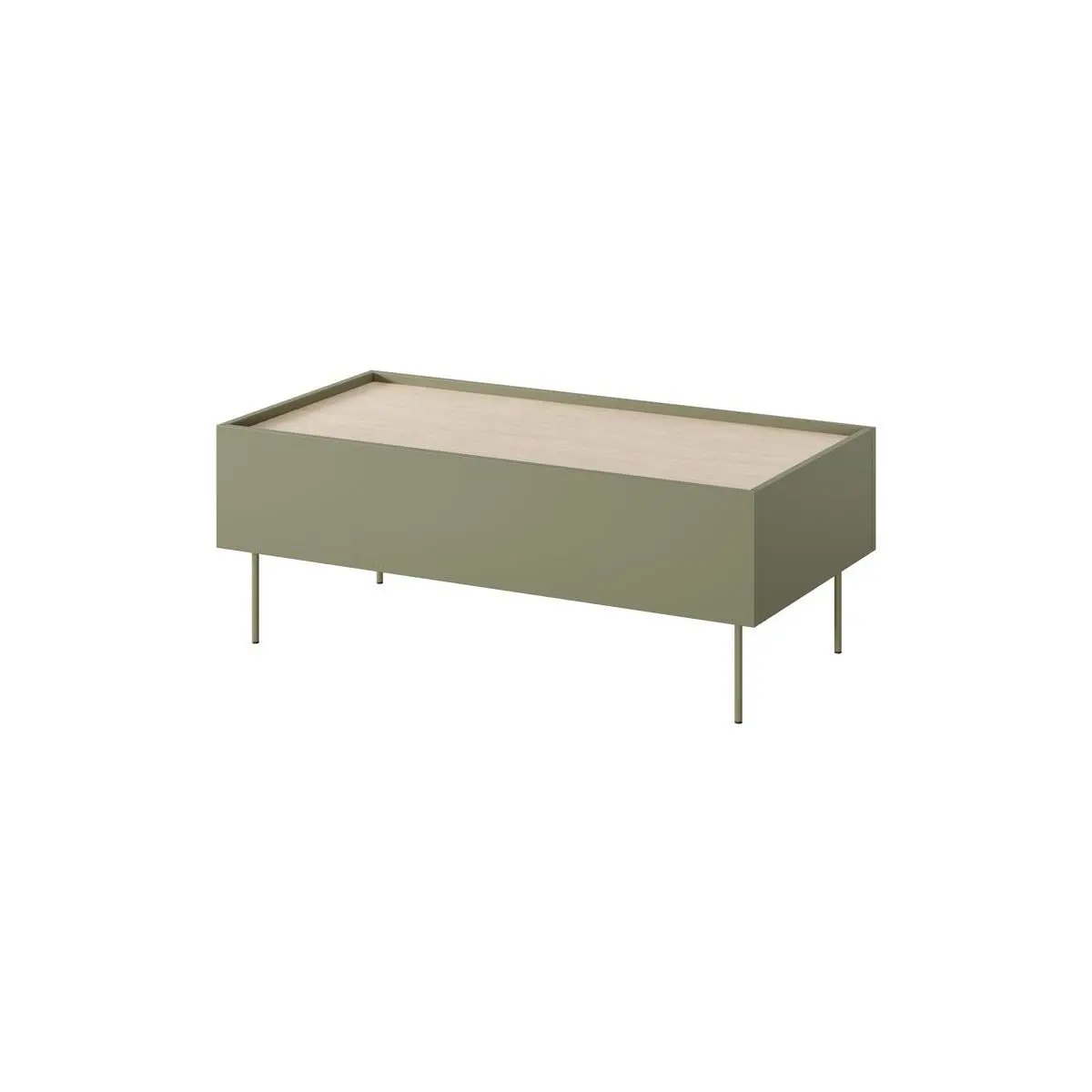 xx-Modern  Green Wood Coffee Table Storage Rectangle Wood Coffee Table with 2 Drawers Iron Legs Center Table for Living Room^