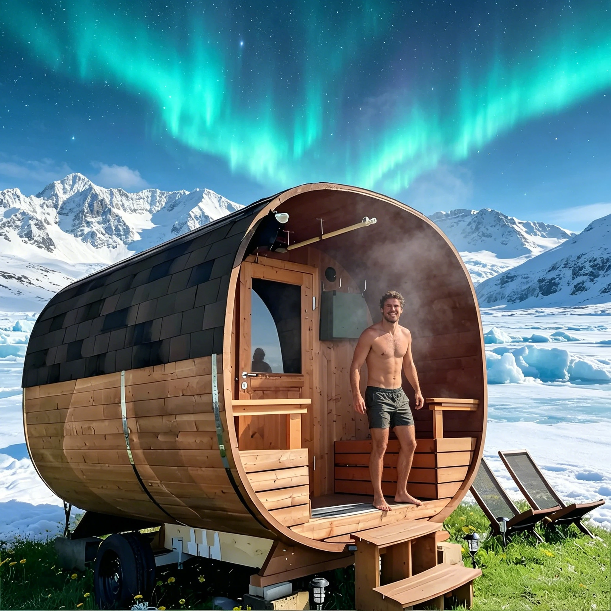 Nordic Style Outdoor Sauna Cabin Barrel Design Cedar Wood Spa Box with Efficient Heat Generator for Garden Use