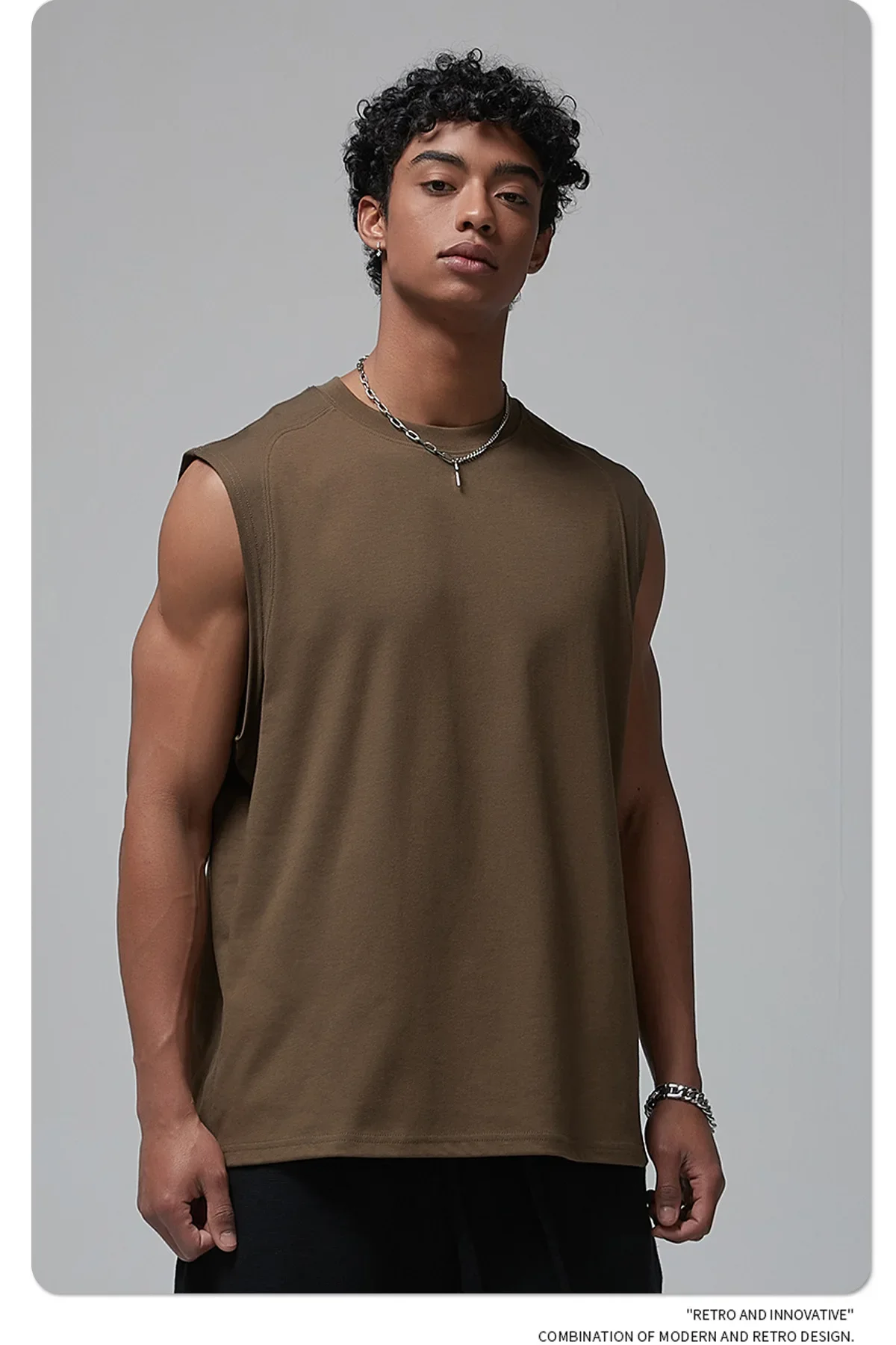 Men's zero-feel quick-drying tank top Oversized cotton sports style tank top spliced sleeveless sports running T-shirt