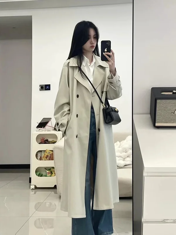 

Korean Sle Mid-Length Women's Coat 2025 New Spring Autumn ature High-End Sensation Super Beautiful Briti Sle Knee-L...