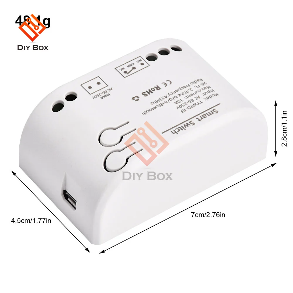 1CH funciona con Tuya Control remoto inteligente módulo de interruptor Wifi inalámbrico DC7-32V AC85-250V 2200W receptor RF 10A wifi relé DIY