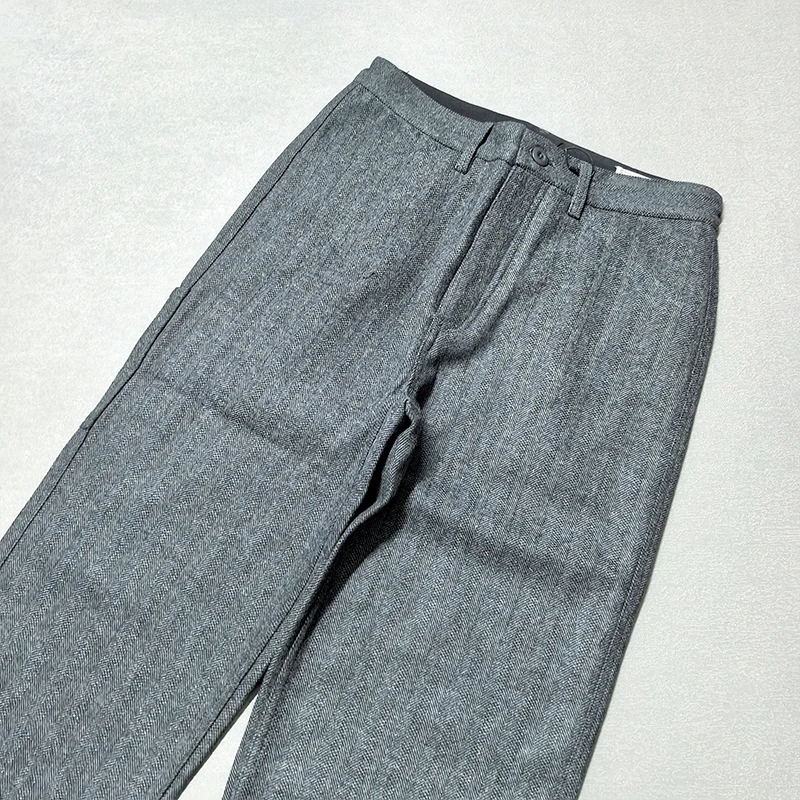 5904# 2025 Autumn and Winter New American Retro Thick Wool Cargo Pants Men's Trendy Brand Straight Casual Busniess Suit Trousers - Image 5