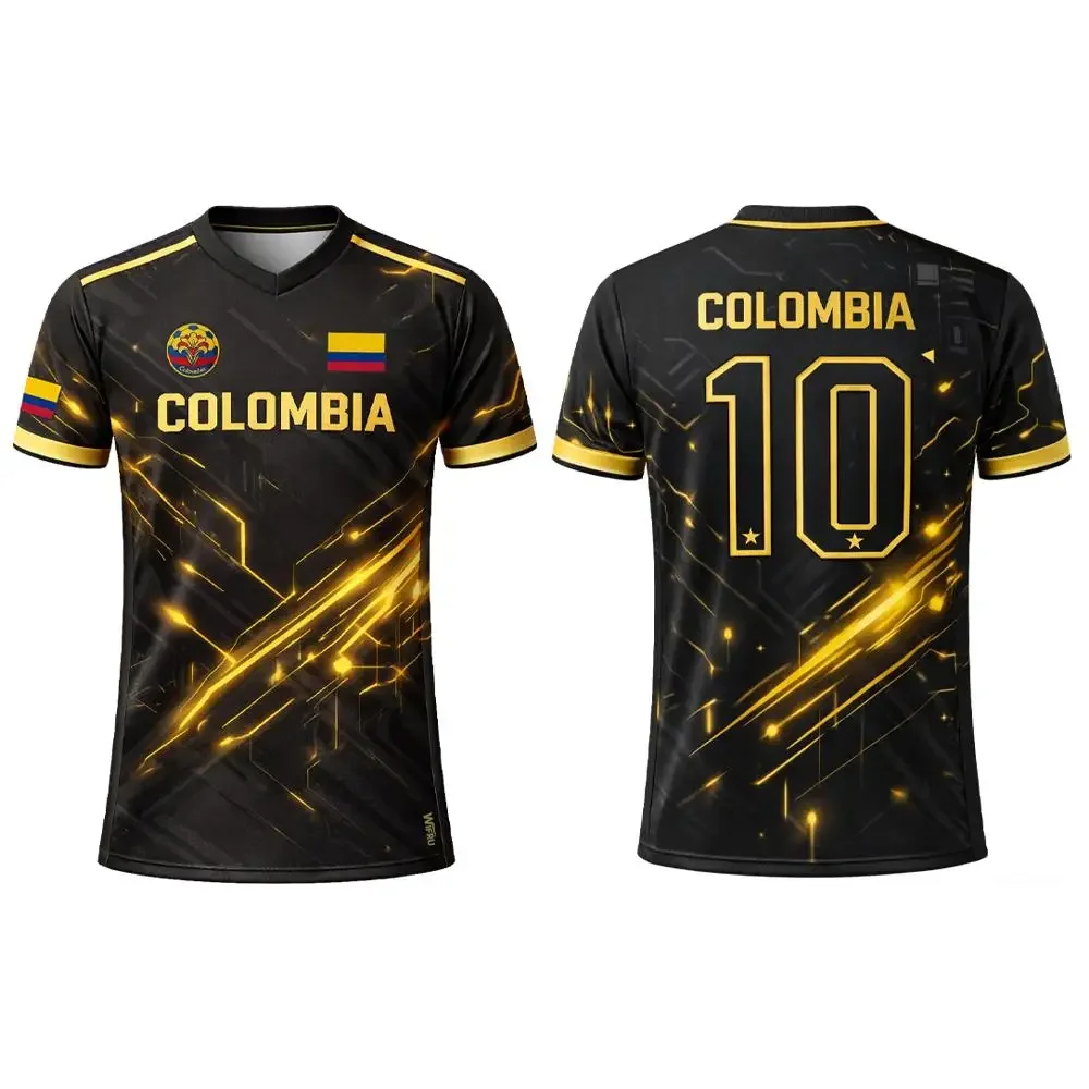 Colombia Flag 3D Printed Jersey Summer Outdoor Sports Breathable Short-sleeved Football Training Top