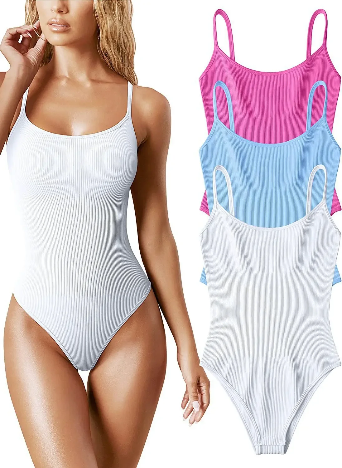 Women's Strap Jumpsuit Ribbed Tight Body Suits Sexy Fitness Workout Yoga  Sleeveless Bodysuit One Piece Bodysuit 2023