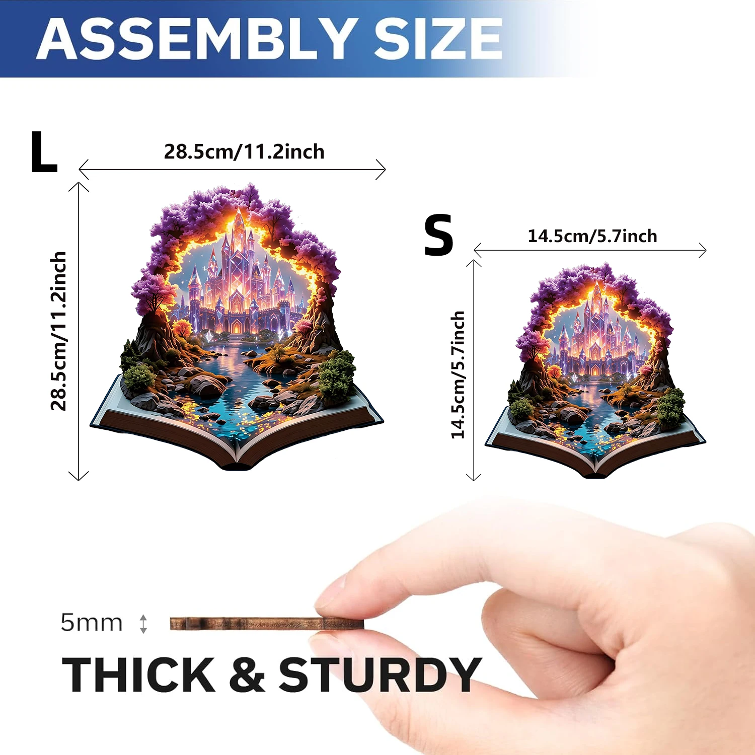 Fantasy Castle Magic Book Art Wooden Jigsaw Puzzle, Uniquely Irregular Animal Shaped Wooden Puzzle For Adults, Birthday Gifts